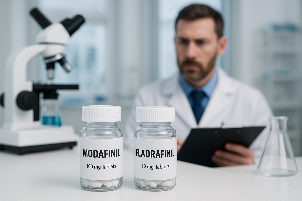 Scientisint in a lab comparing Fladrafinil vs Modafinil