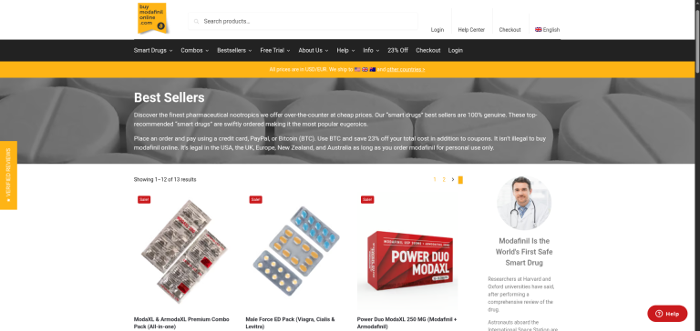 BuyModafinilOnline website and product page