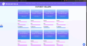 Screenshot of Modafinia's home page