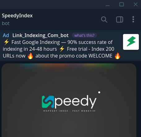 SpeedyIndex Telegram bot screenshot