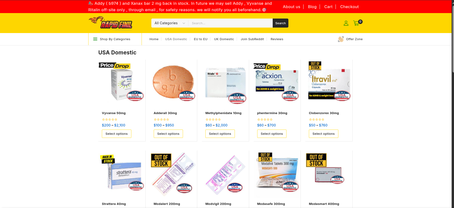 Screenshot of rapidfinil.se home page on site that is now dead.