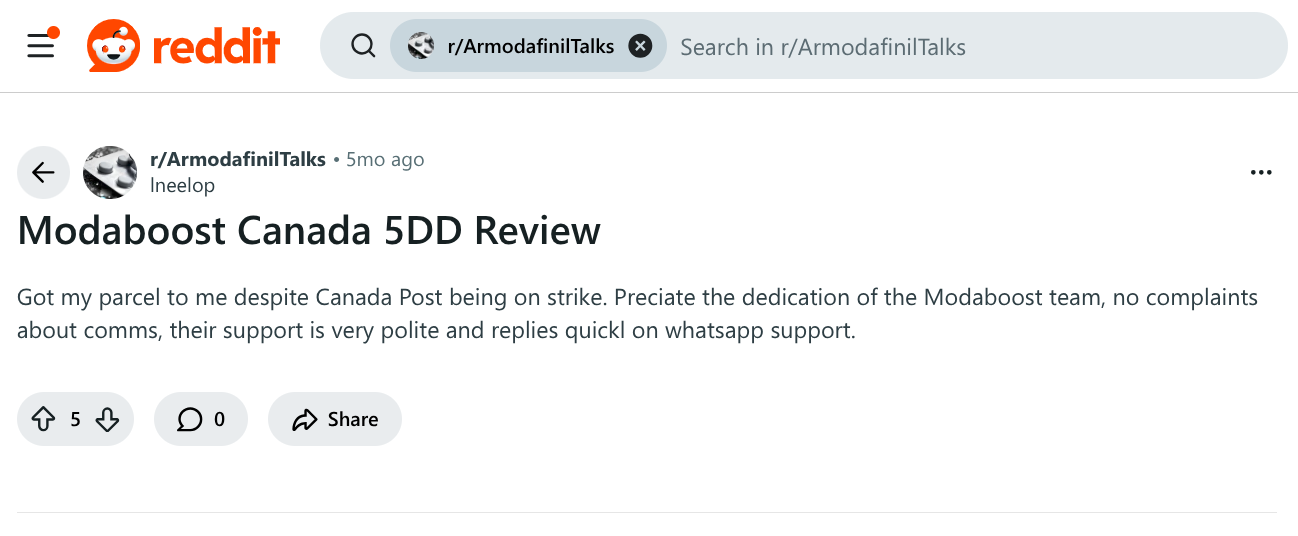 A screenshot of a ModaBoost Reddit reviews post.